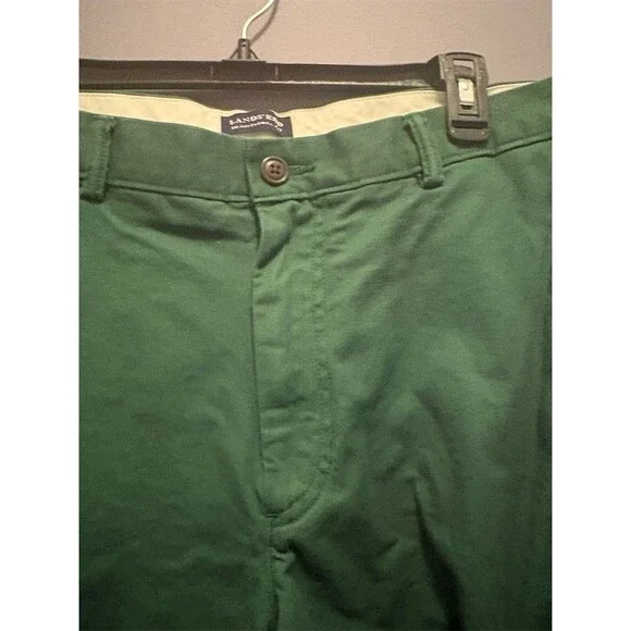 Lands’ End Chino Shorts Men's Size 35 Green Flat Front Casual Golf - Picture 3 of 10
